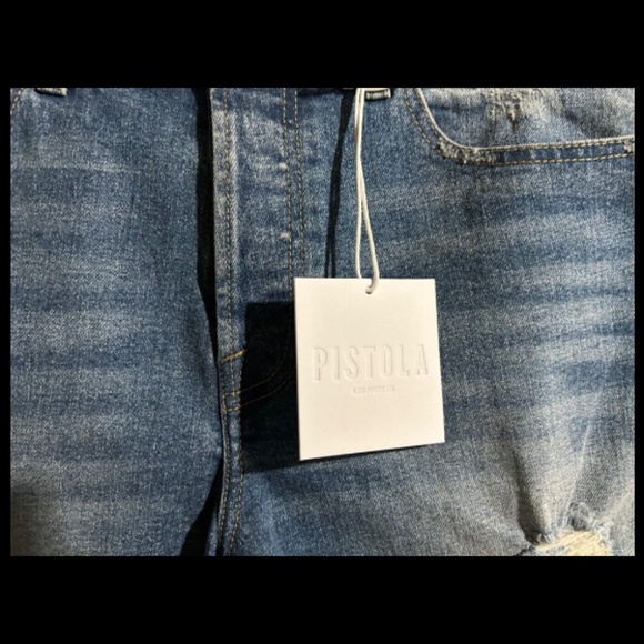 Pistola Distressed Frayed Hem Button Fly Cut Off Denim Shorts Size 27 - NWT - Picture 2 of 13